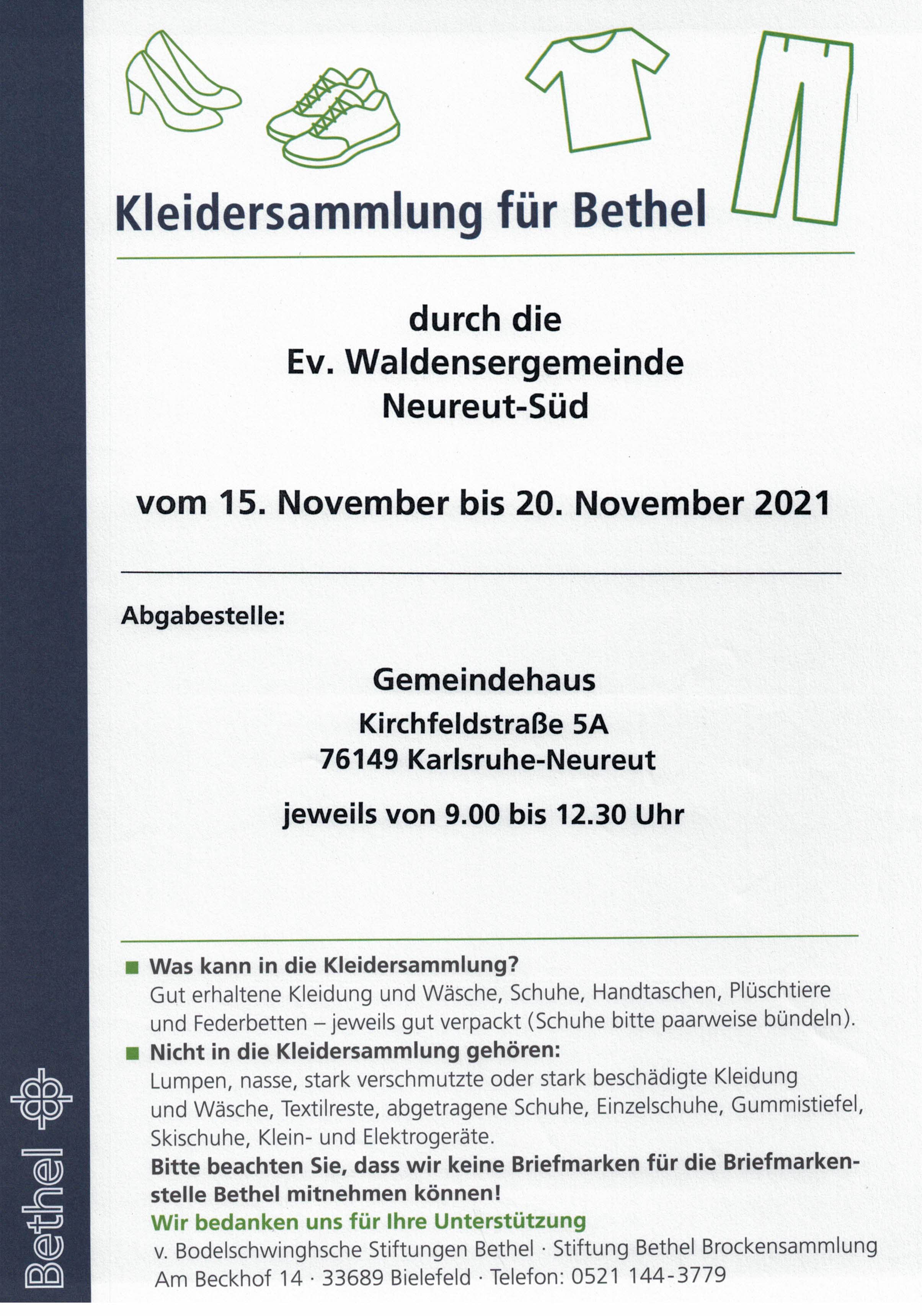 Kleidersammlung für Bethel